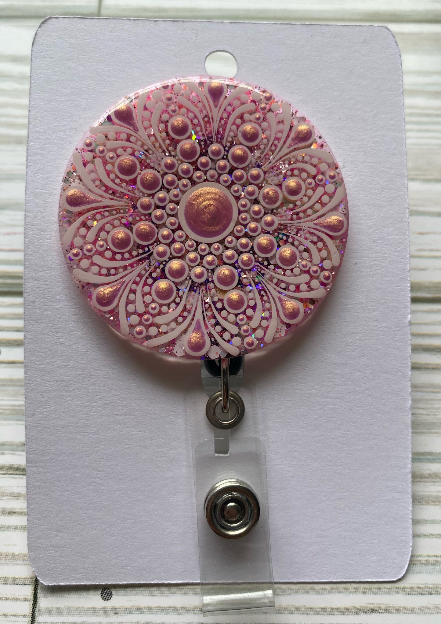 Pink Glitter Badge Reel