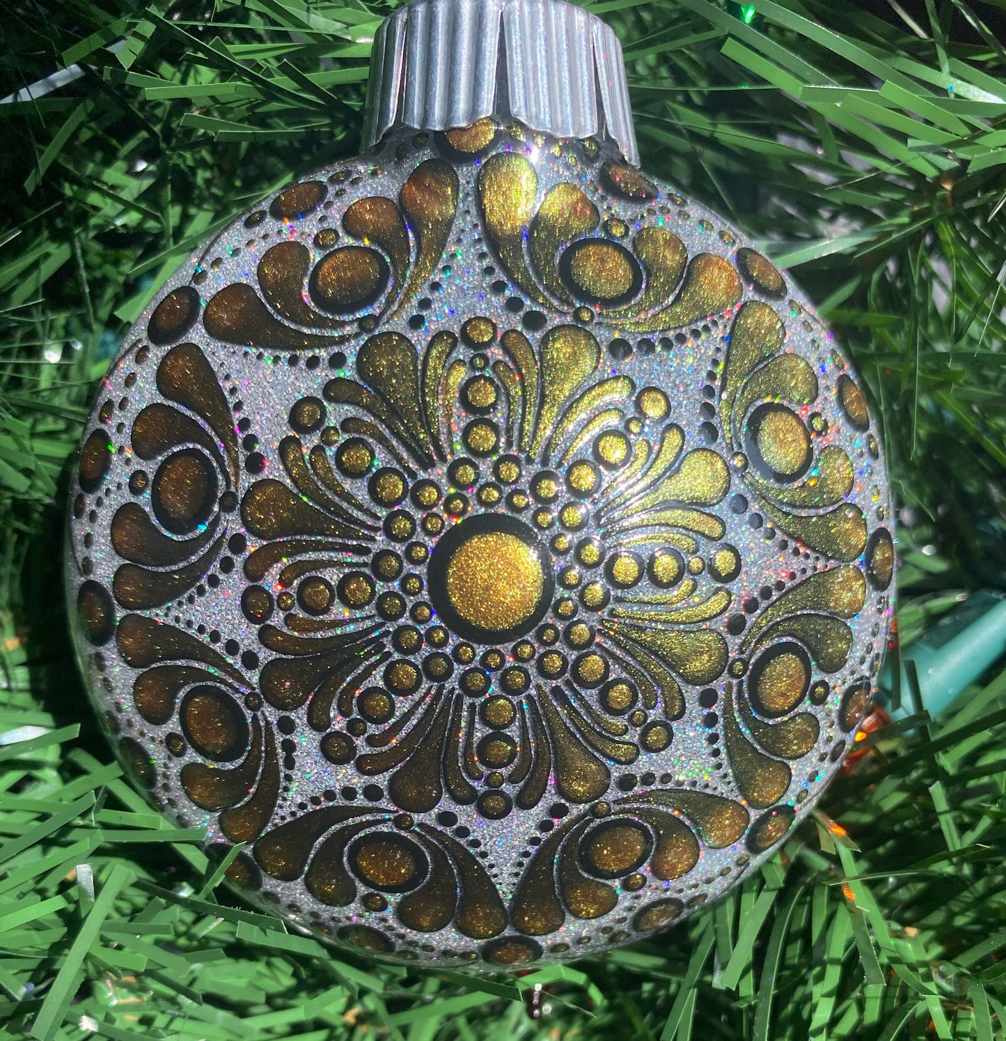 3" Copper to Green Color Shift Glitter Ornament
