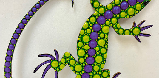 8" Green & Purple Lizard Wall Decor