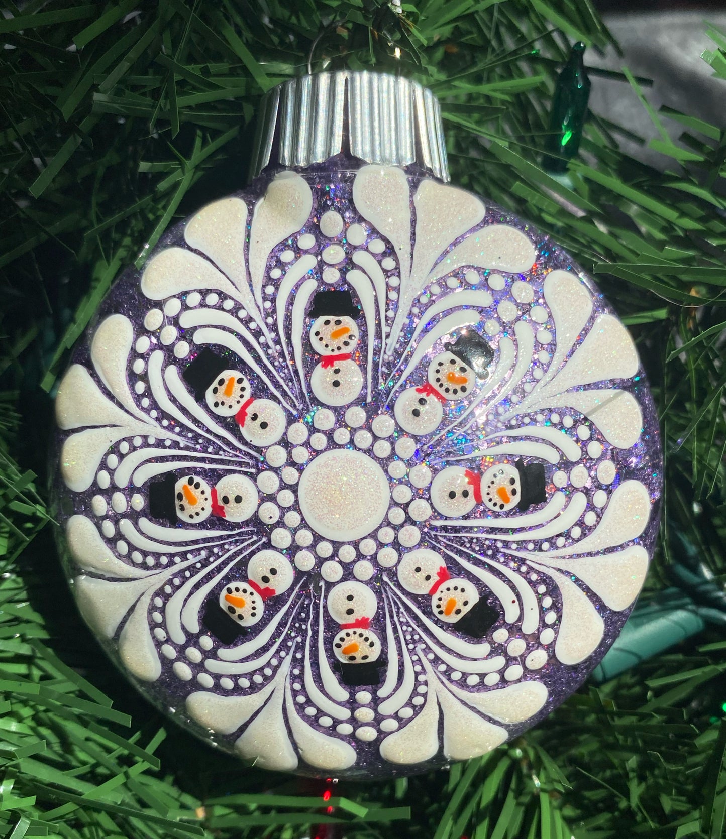 3" White Snowman Glitter Ornament