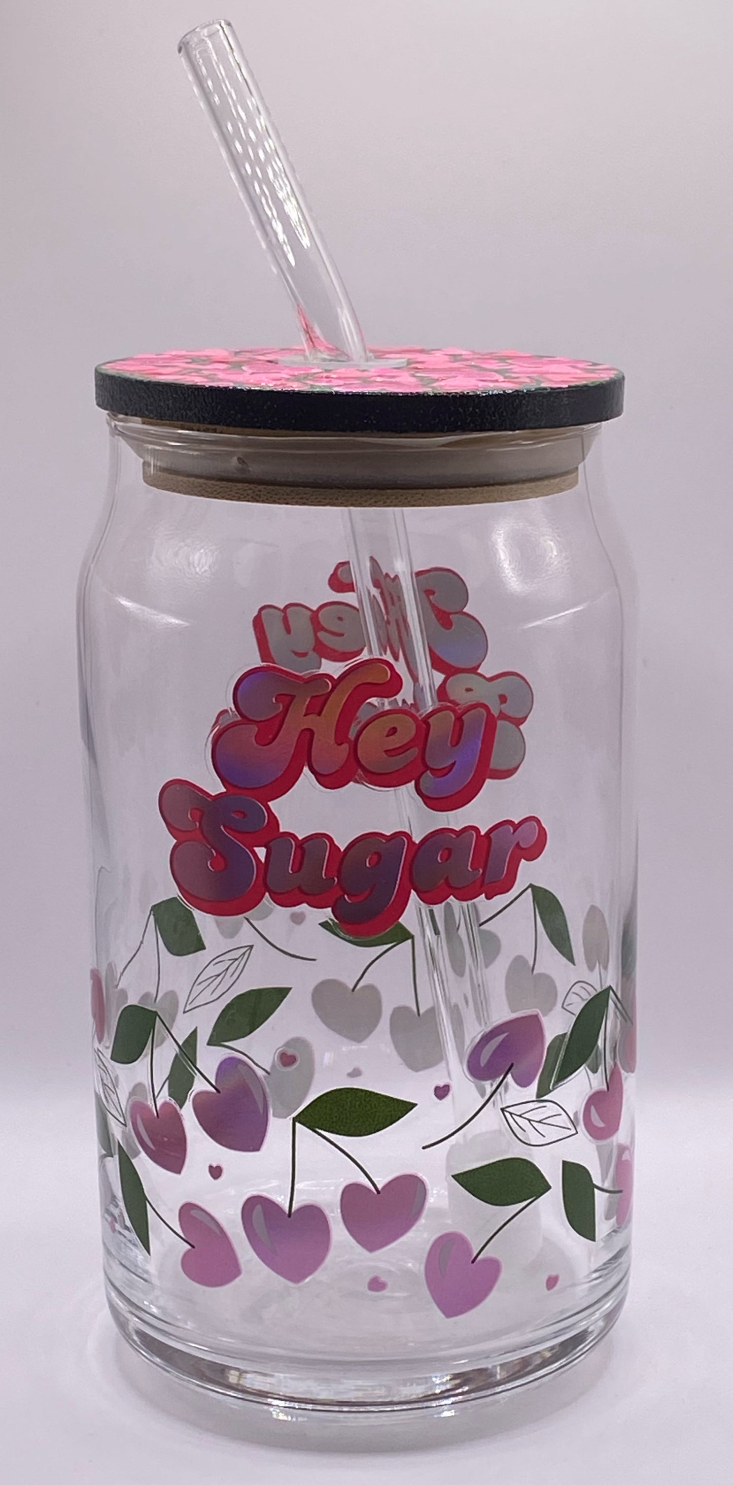 16 oz. Pink Heart Glassware