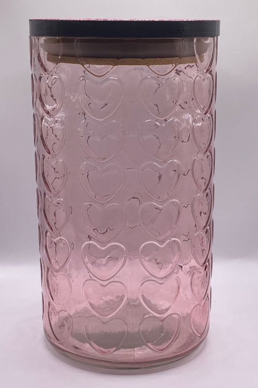 27 oz Pink Heart Glass Storage Container