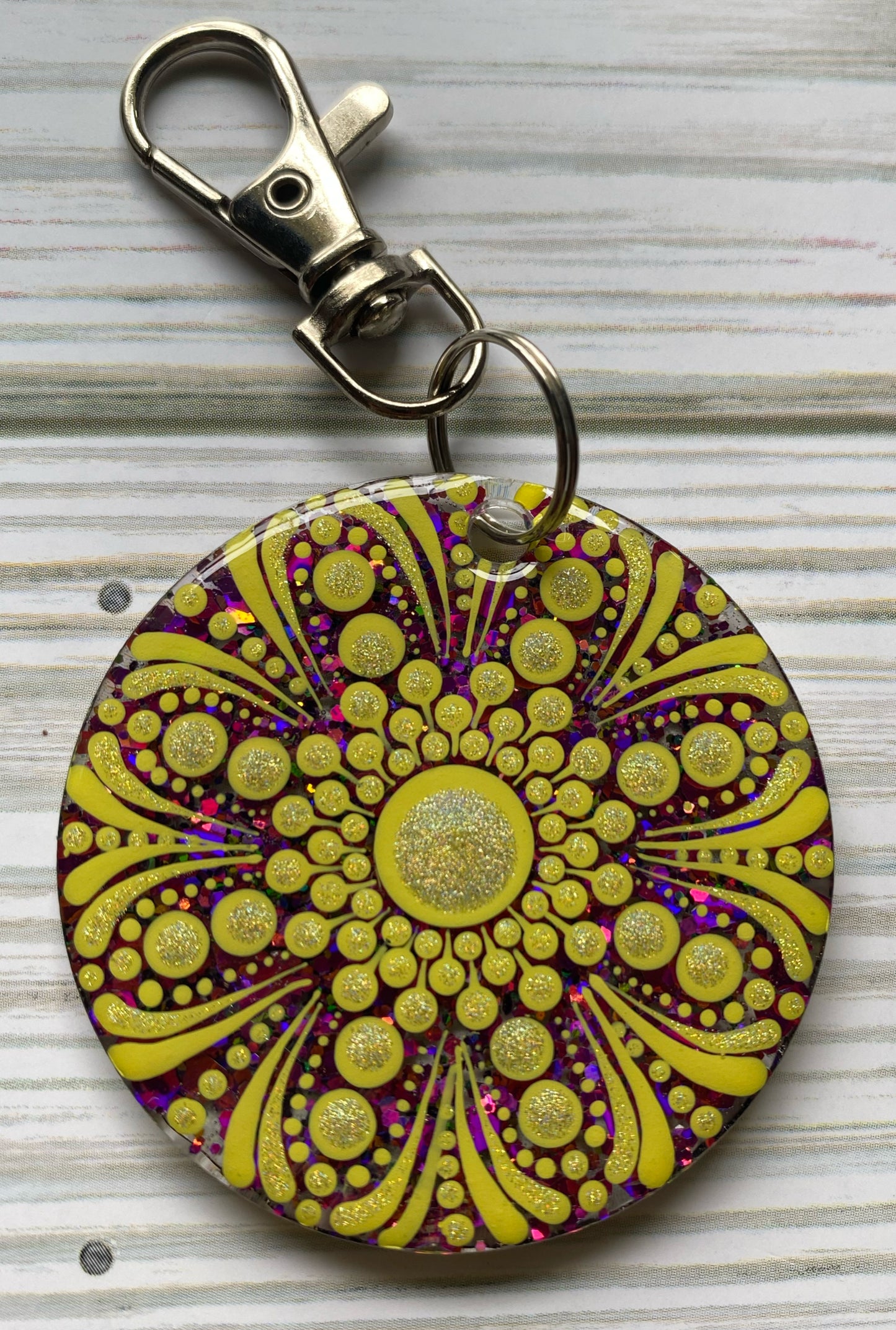 Yellow Glitter Keychain