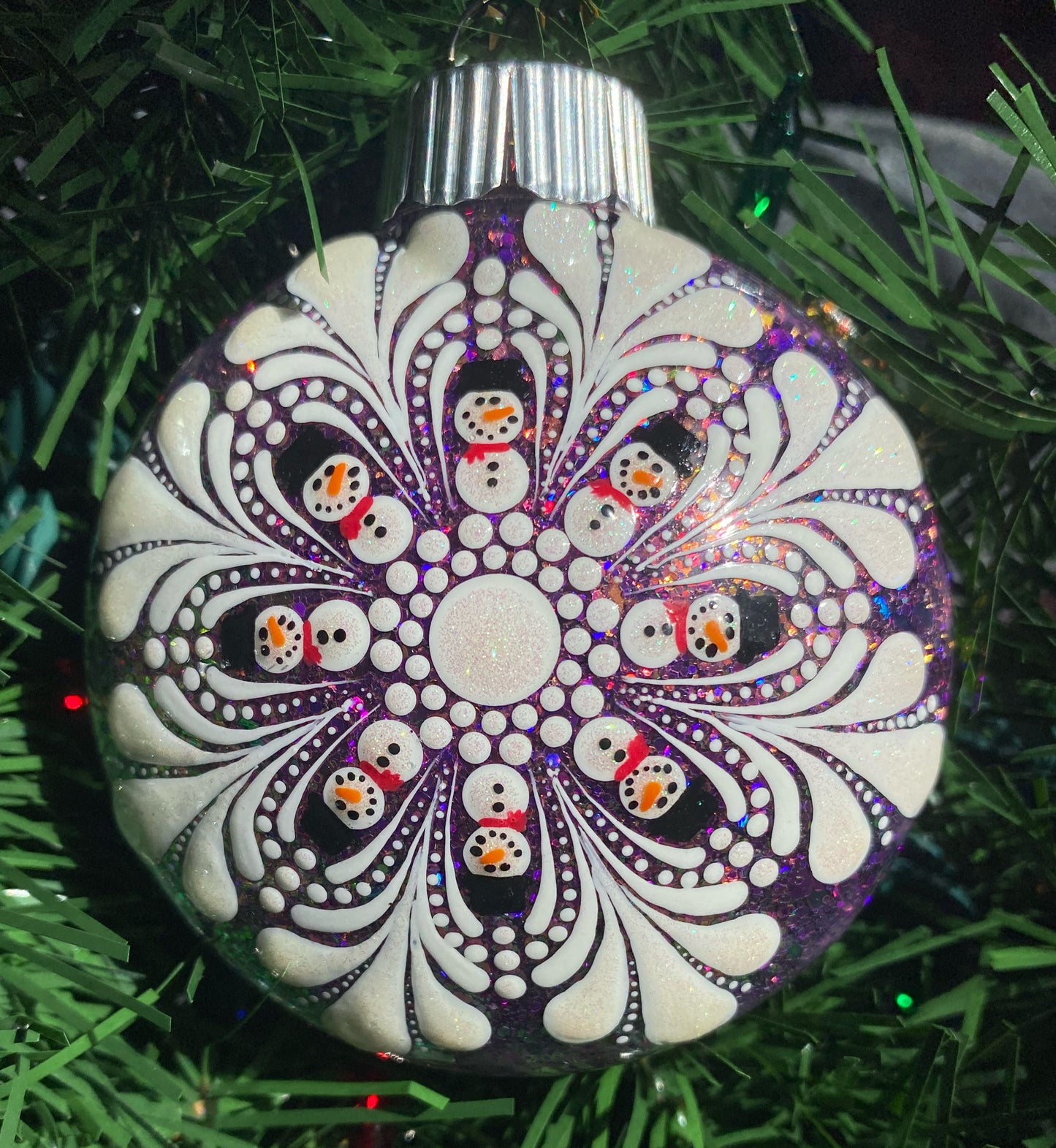 3" White Snowman Glitter Ornament