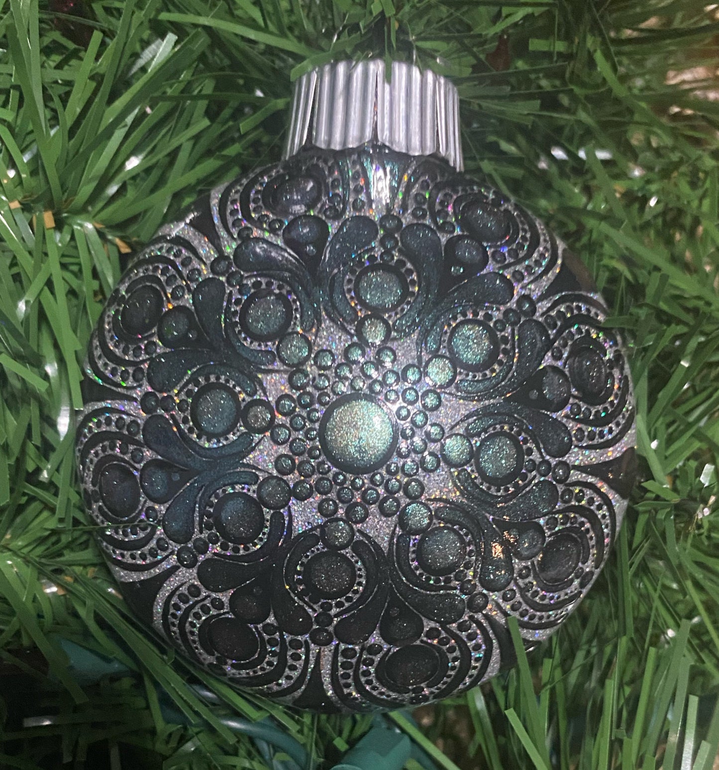 3" Purple, Green & Blue Color Shift Glitter Ornament