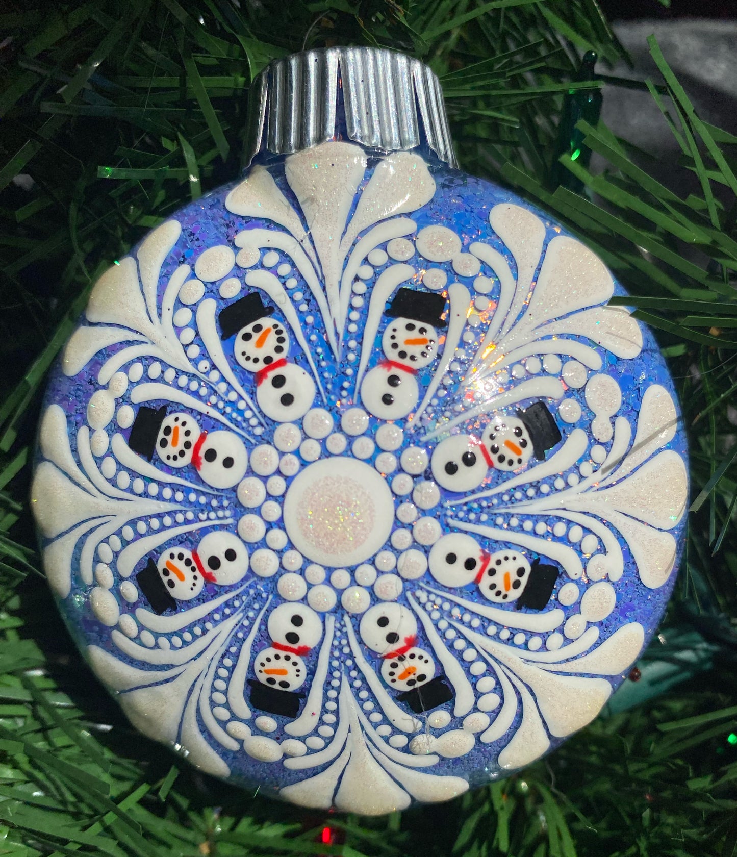 3" White Snowman Glitter Ornament