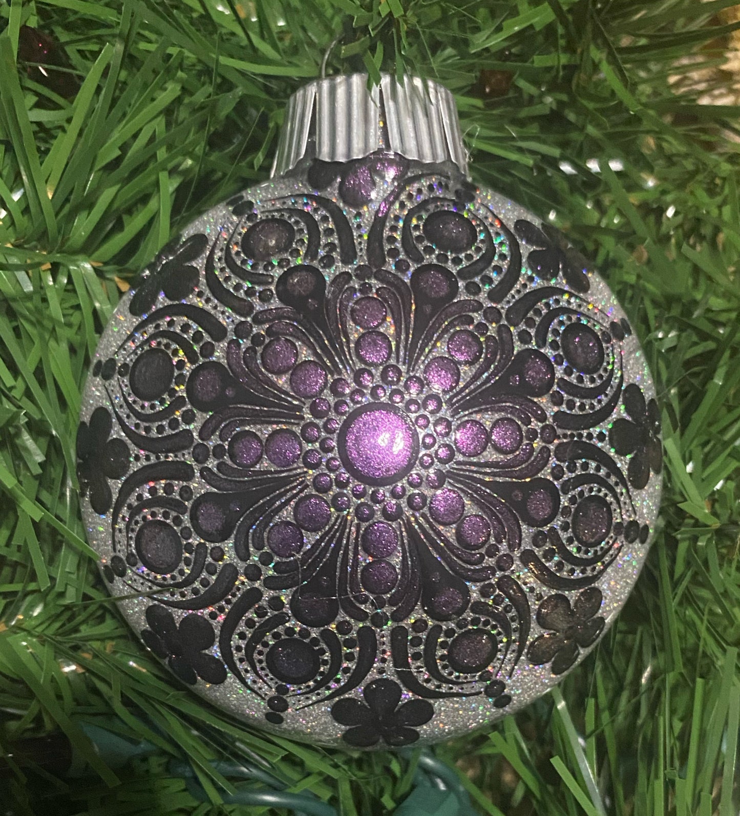 3" Green to Purple Color Shift Glitter Ornament