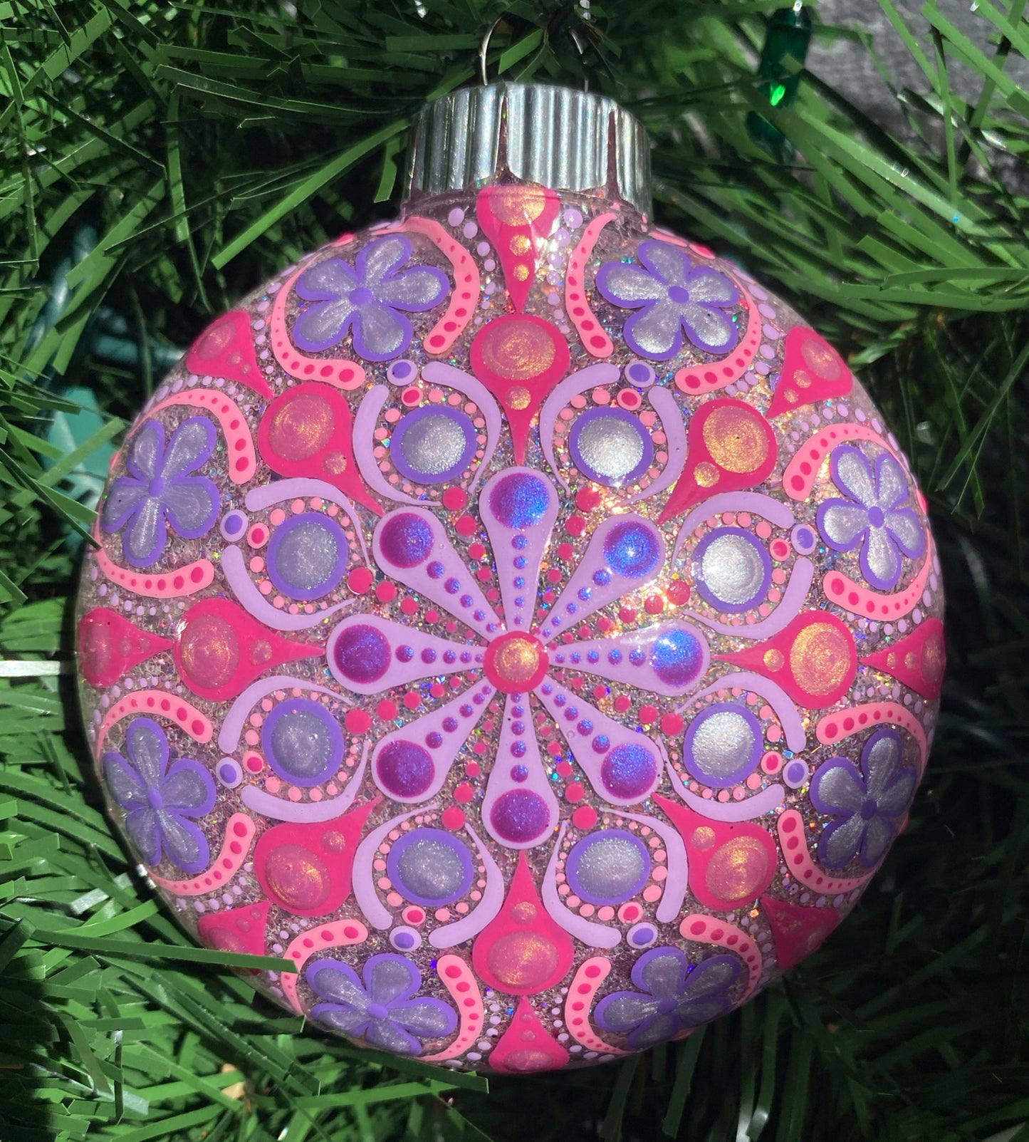 3" Pink & Purple Glitter Ornament