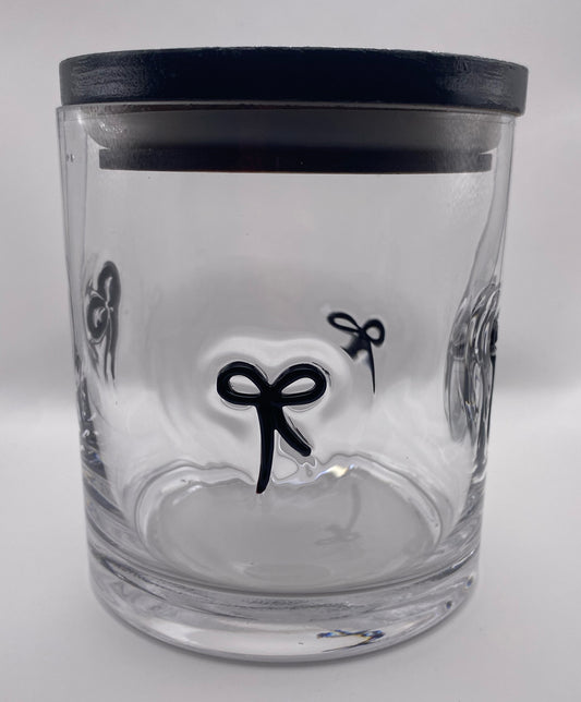 17.6 oz Black Bow Glass Storage Container