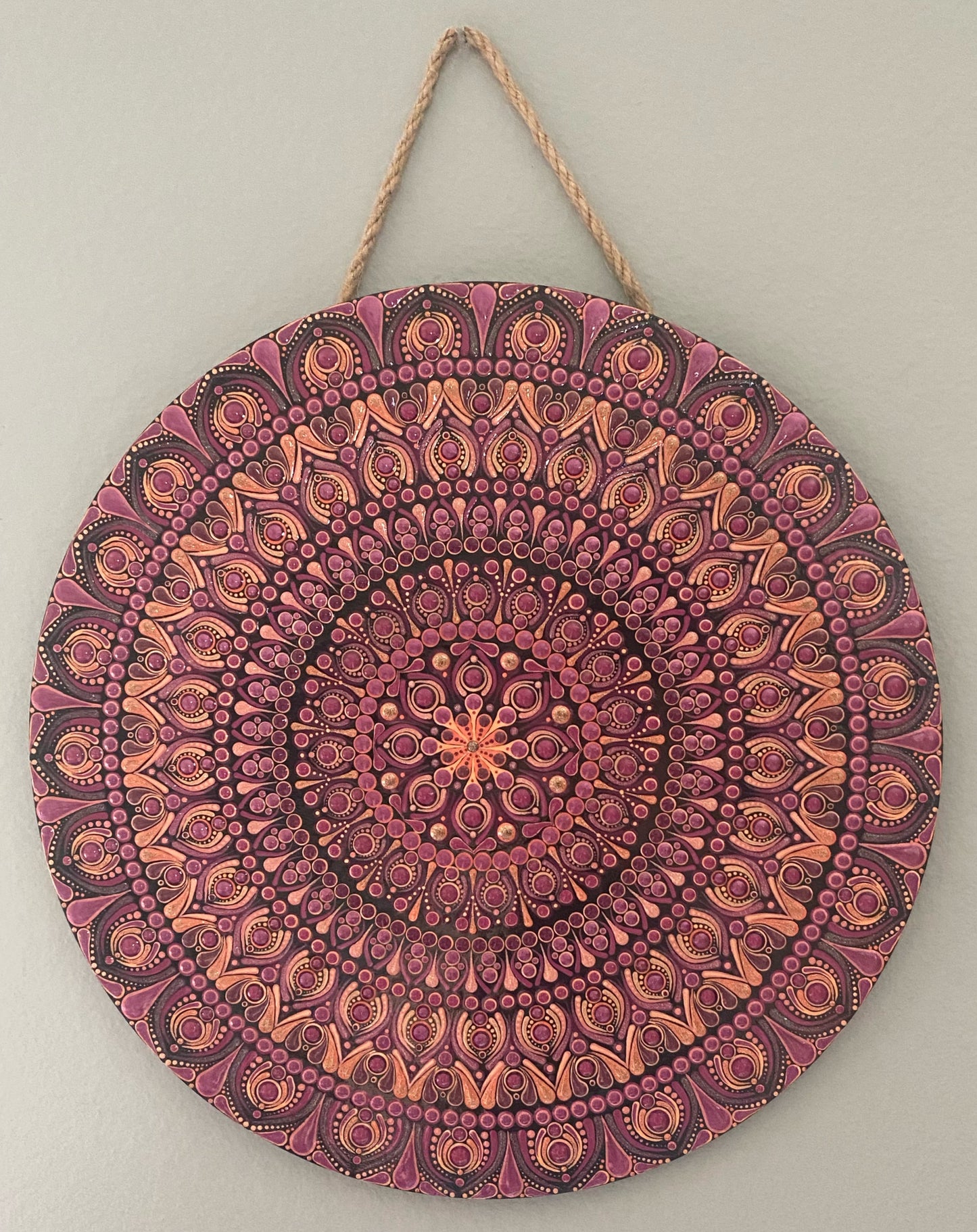 12" Coral & Plum Wood Round