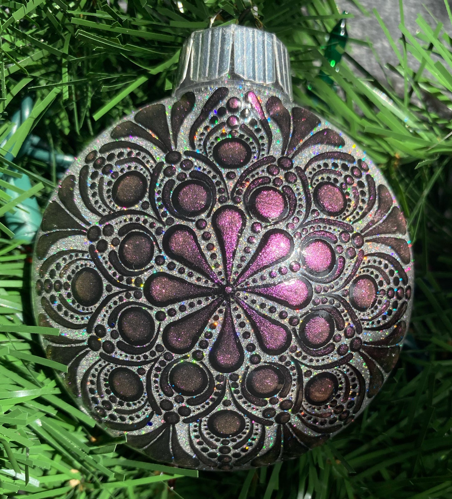 3" Copper, Pink & Purple Color Shift Glitter Ornament