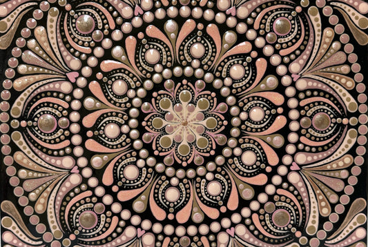 8" x 8" Neutral Tan & Pink Wood Canvas