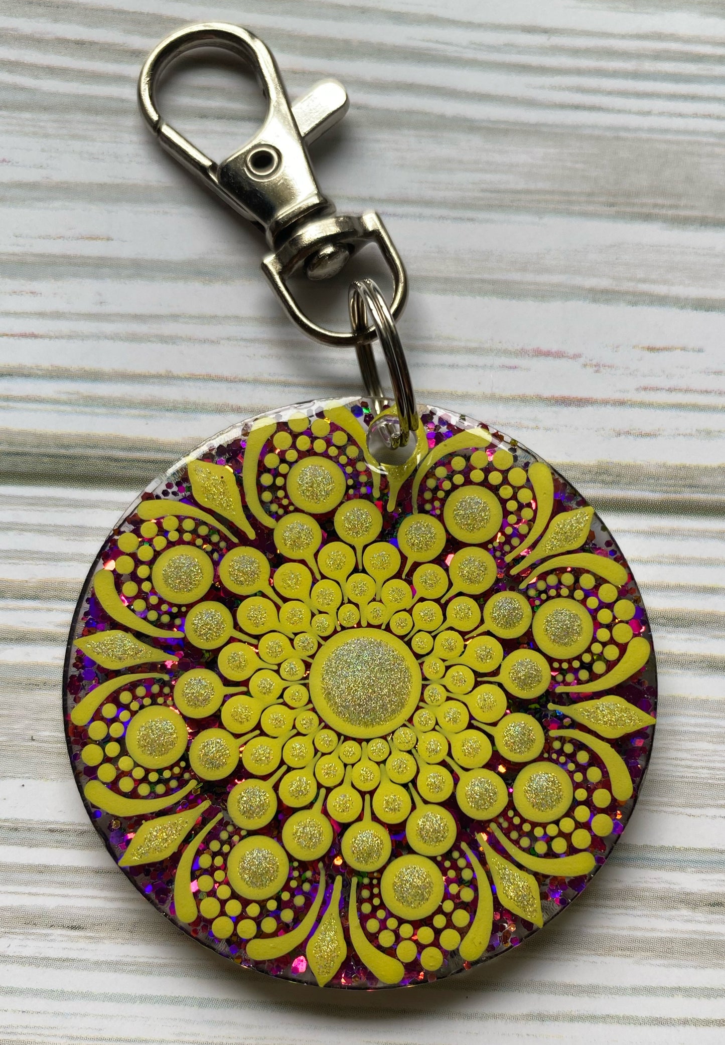 Yellow Glitter Keychain