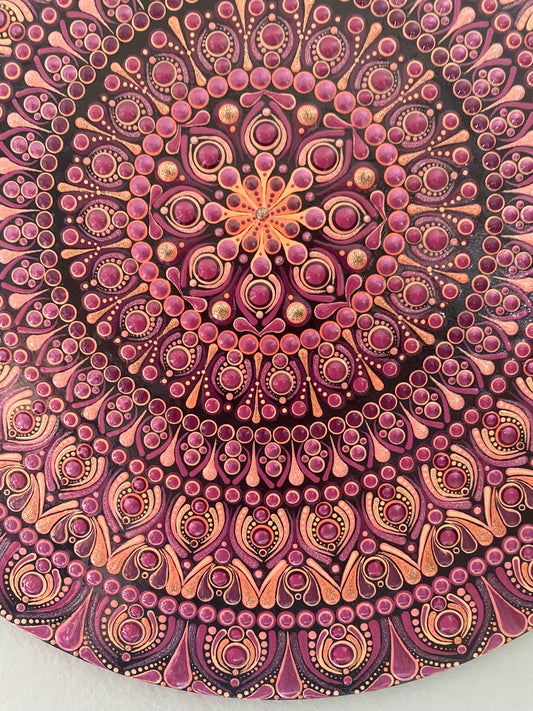 12" Coral & Plum Wood Round