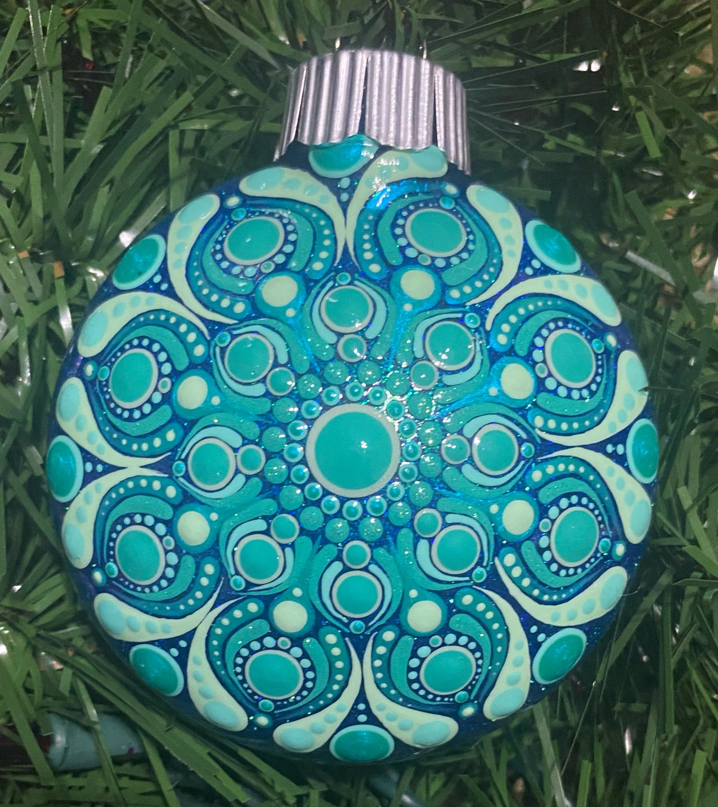 3" Teal Glitter Ornament