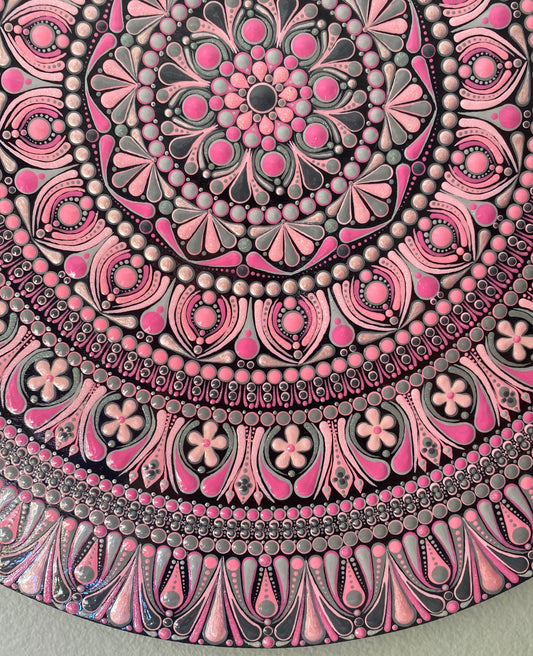 16" Pink & Gray Wood Round