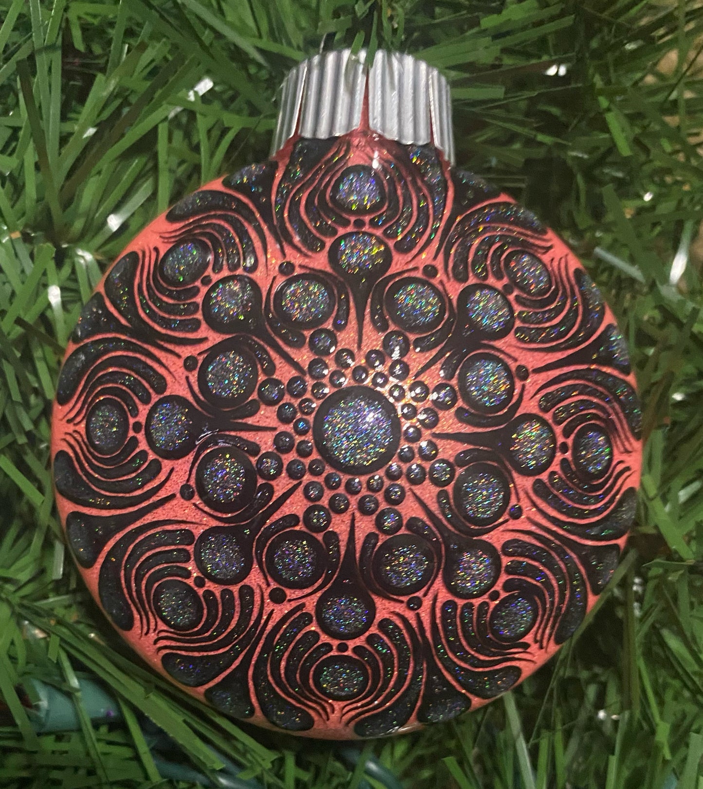 3" Hologram Black Glitter Ornament
