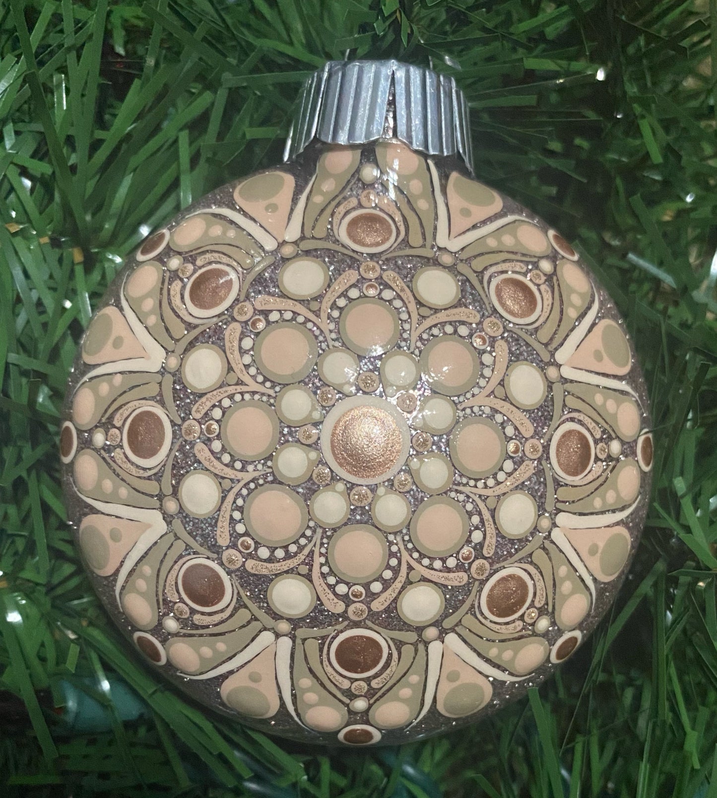 3" Tan Glitter Ornament