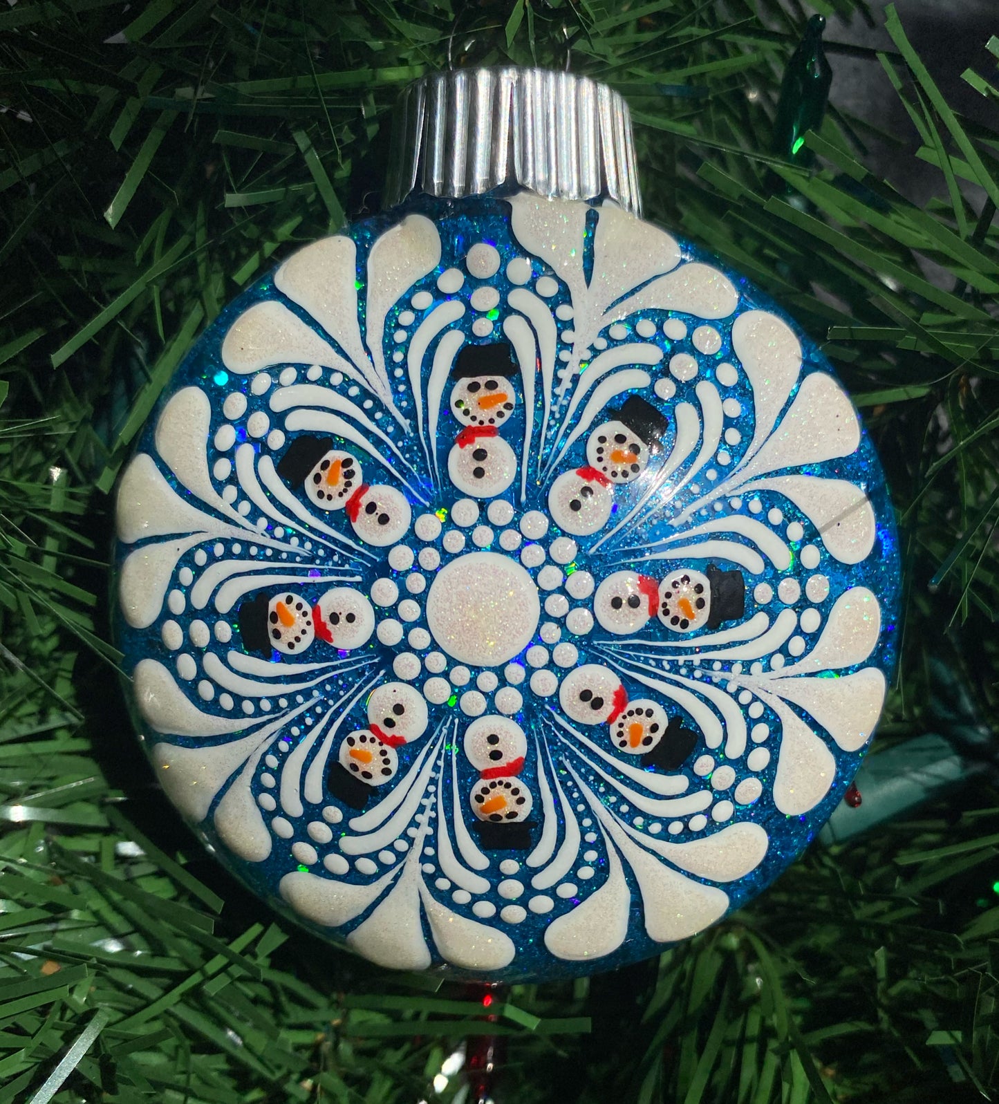 3" White Snowman Glitter Ornament
