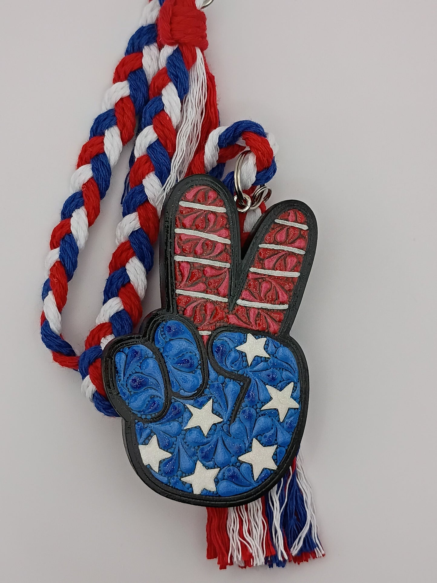 Patriotic Peace Sign Car Charm