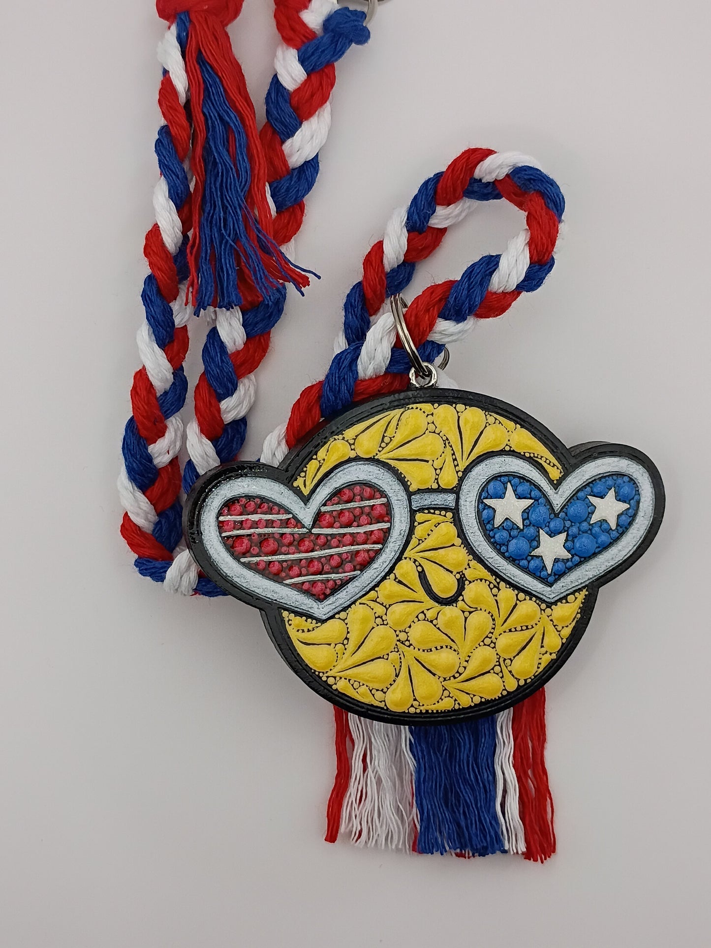 Patriotic Smiley Face Car Charm