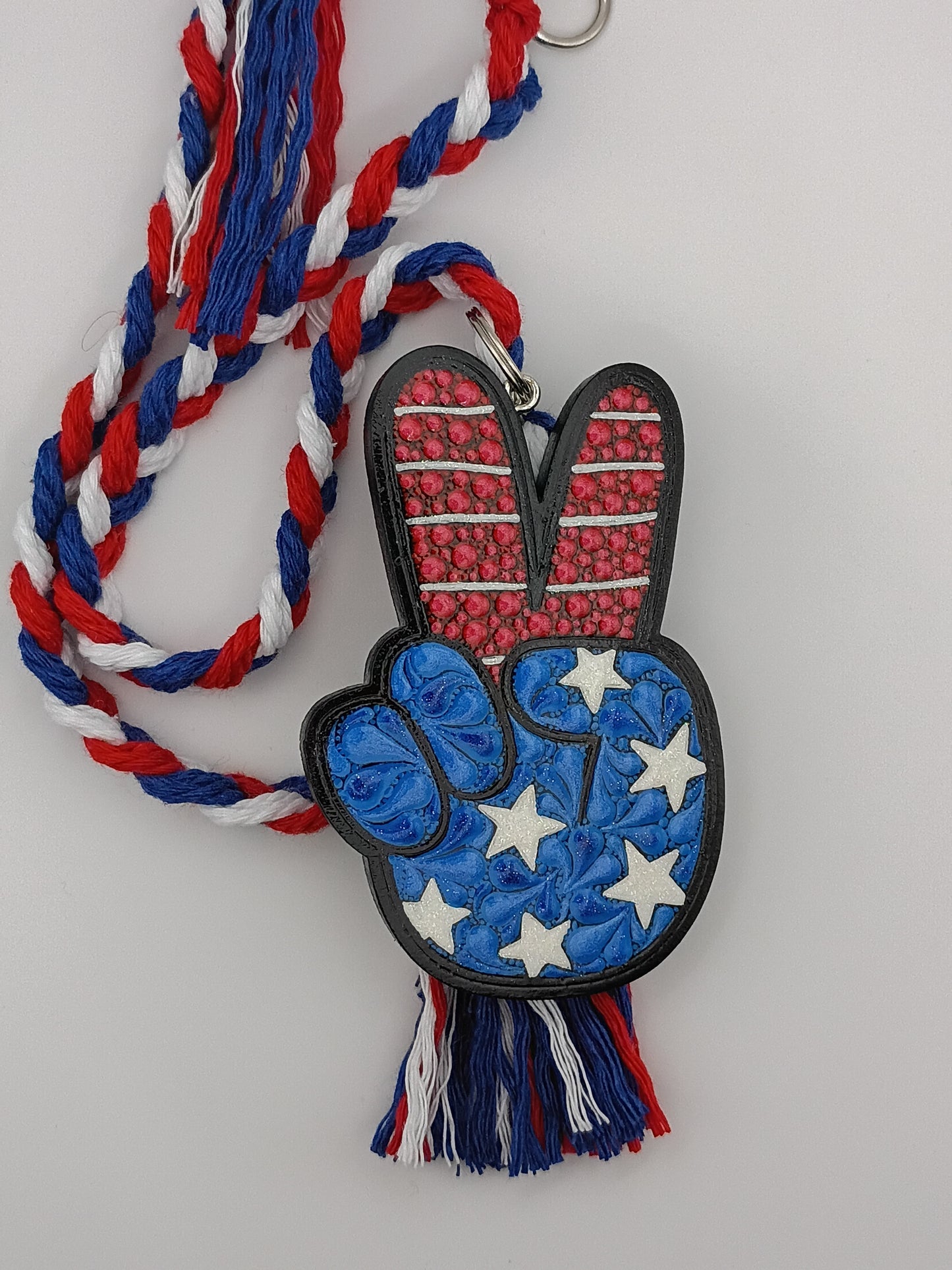 Patriotic Peace Sign 2 Car Charm