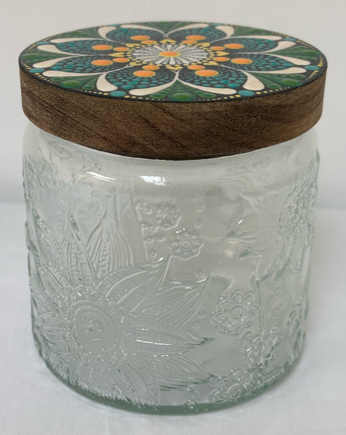 Teal Flower Stash Jar