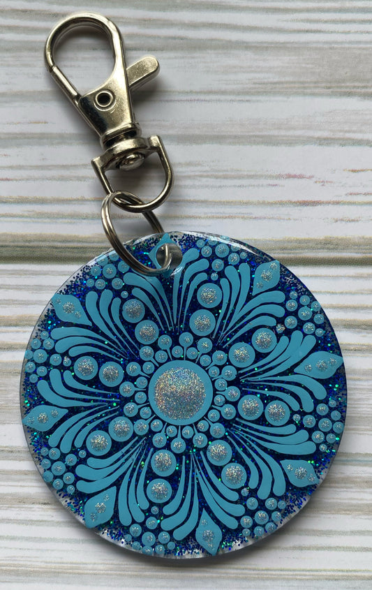 Blue Glitter Keychain