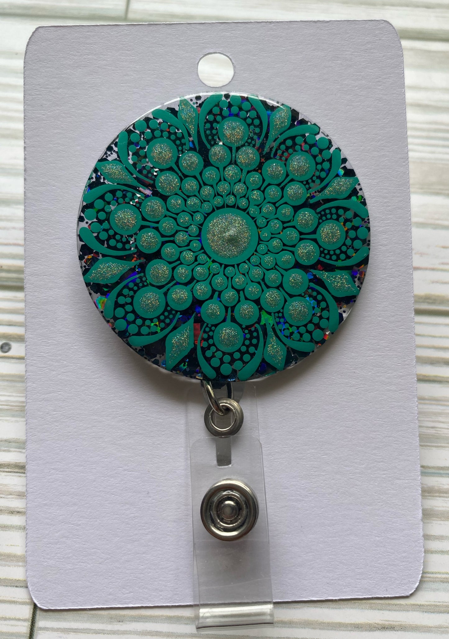 Teal Glitter Badge Reel