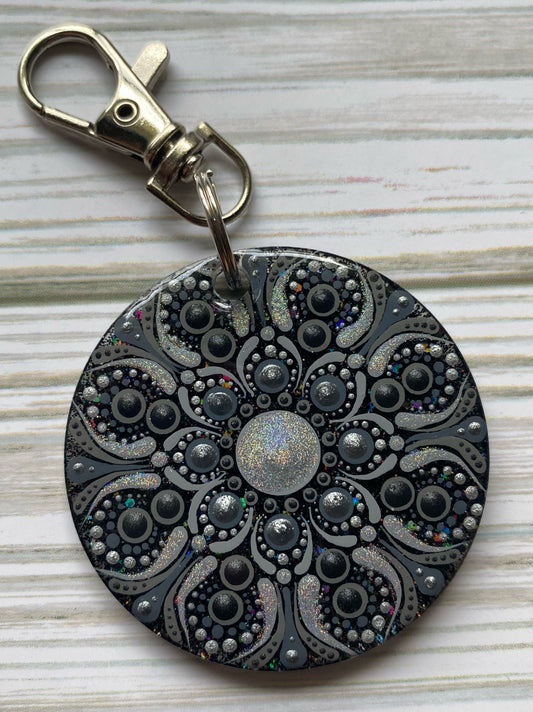 Black & Gray Glitter Keychain