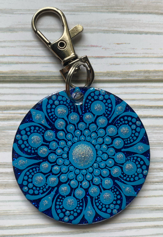 Blue Glitter Keychain