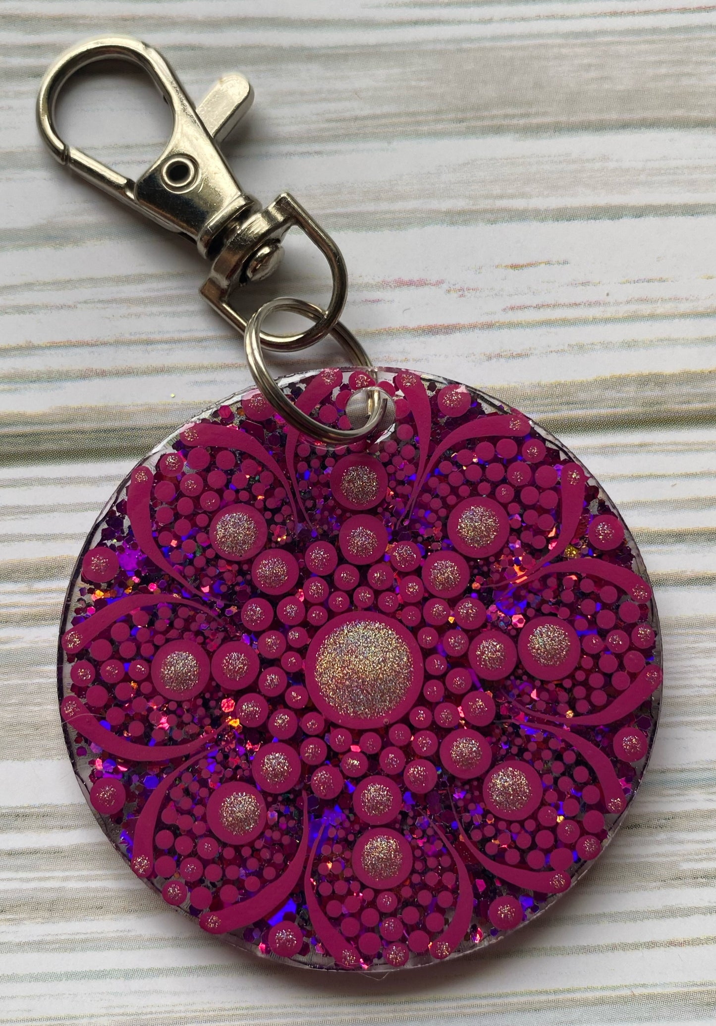 Pink Glitter Keychain