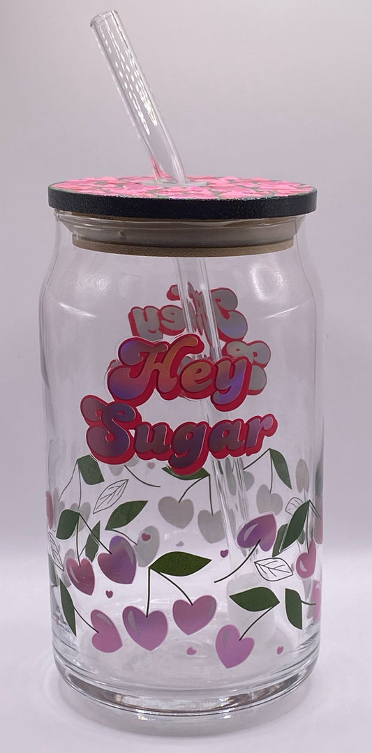 16 oz. Pink Heart Glassware