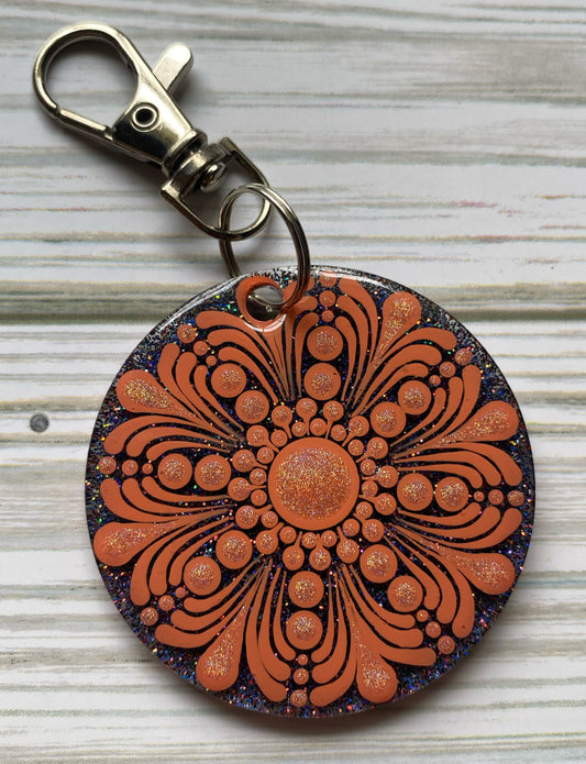 Orange Glitter Keychain