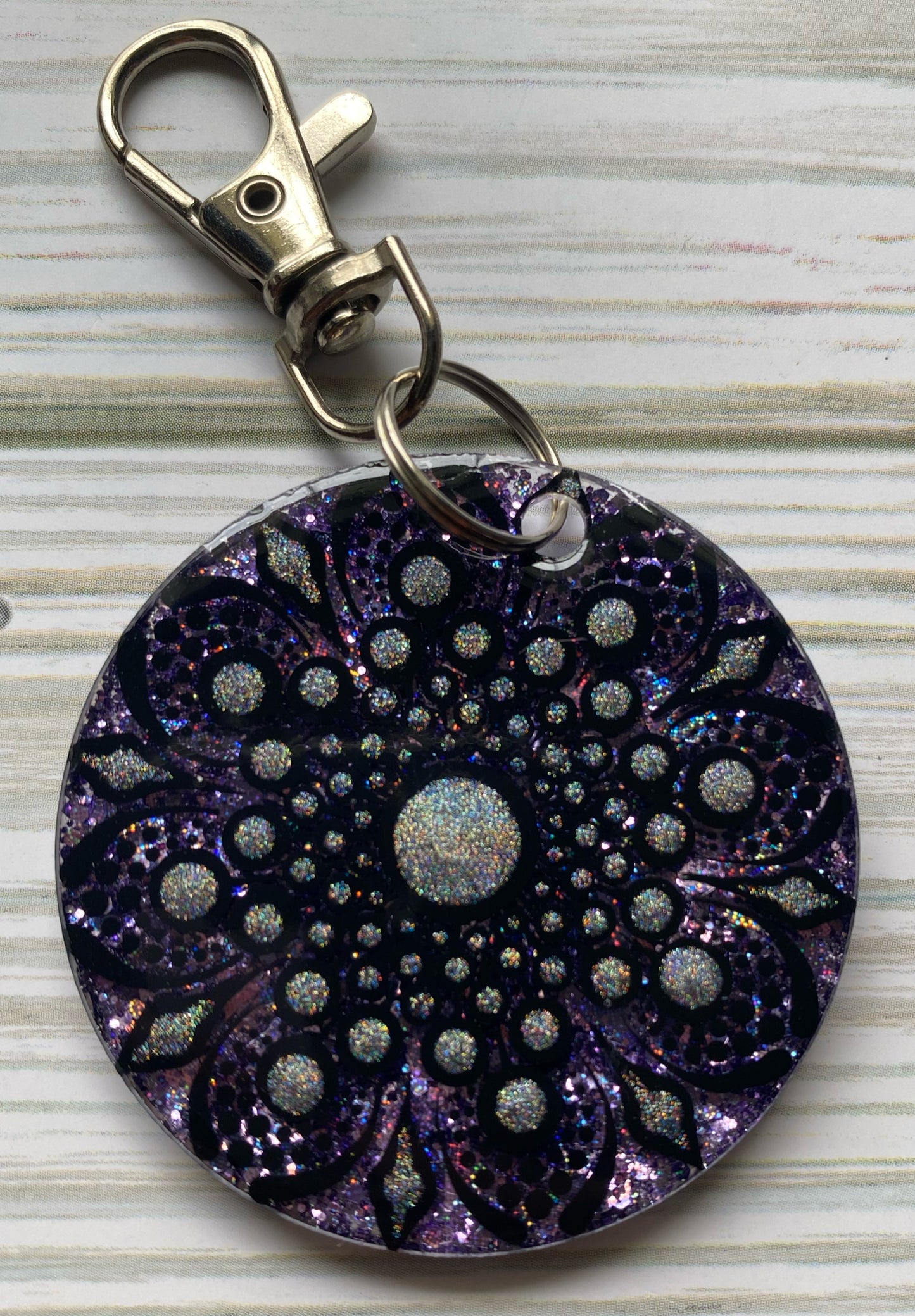 Black Glitter Keychain