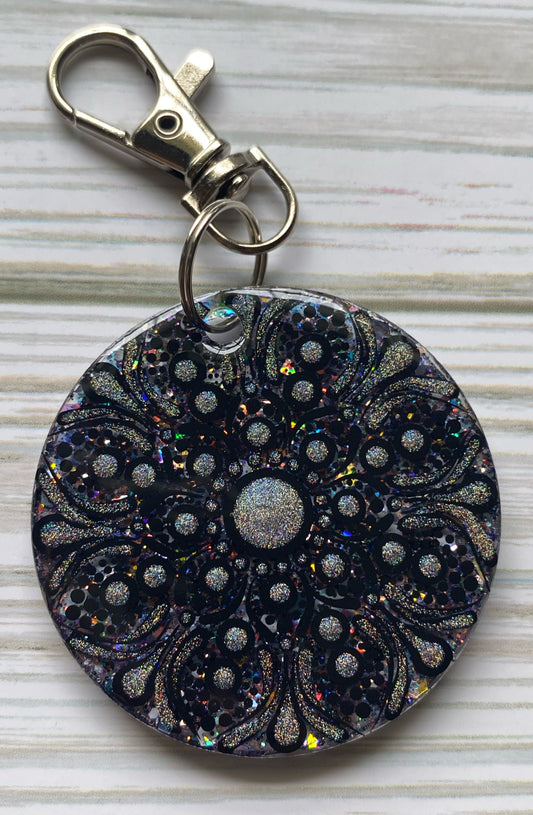 Black Glitter Keychain