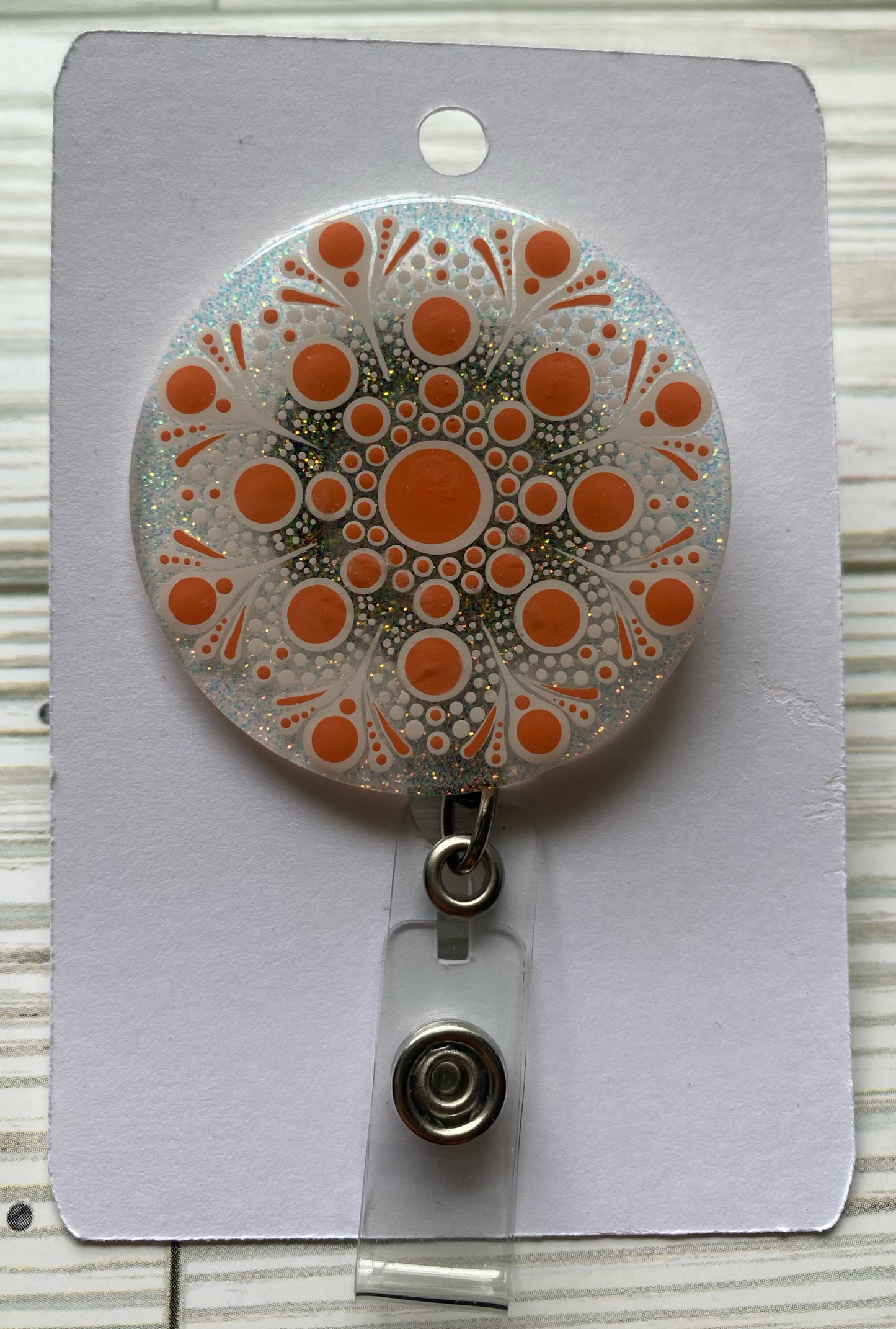 Coral Glitter Badge Reel