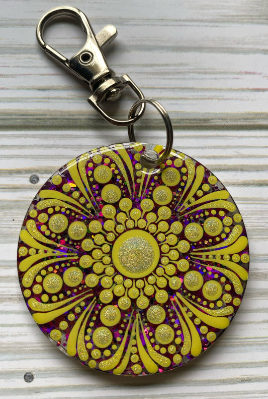 Yellow Glitter Keychain