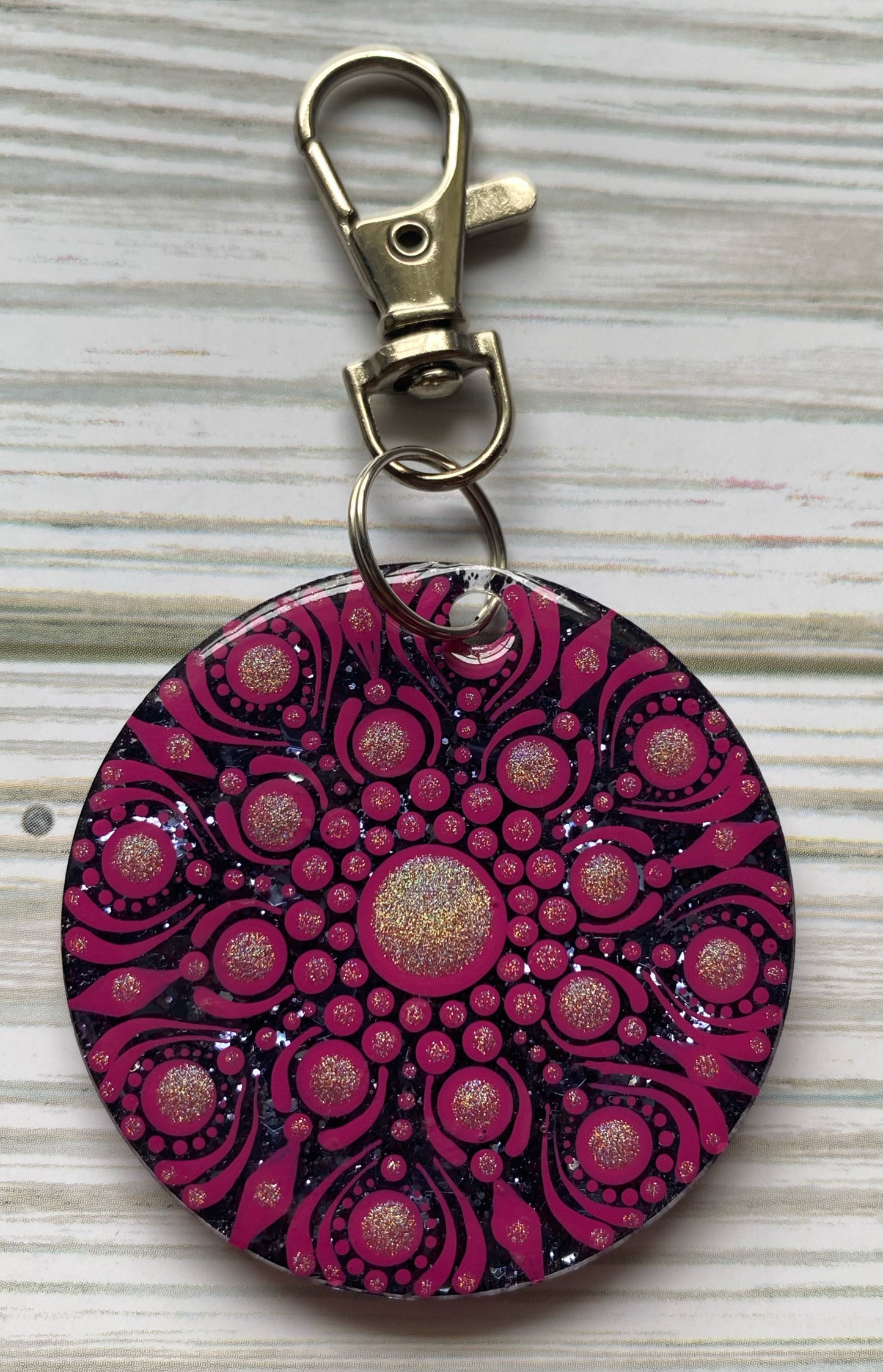 Pink Glitter Keychain