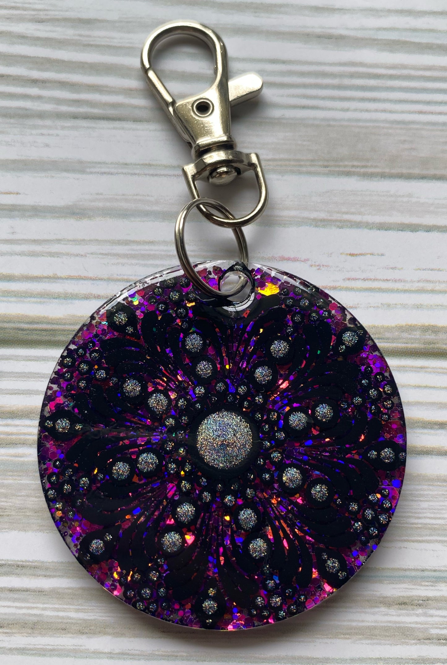 Black Glitter Keychain