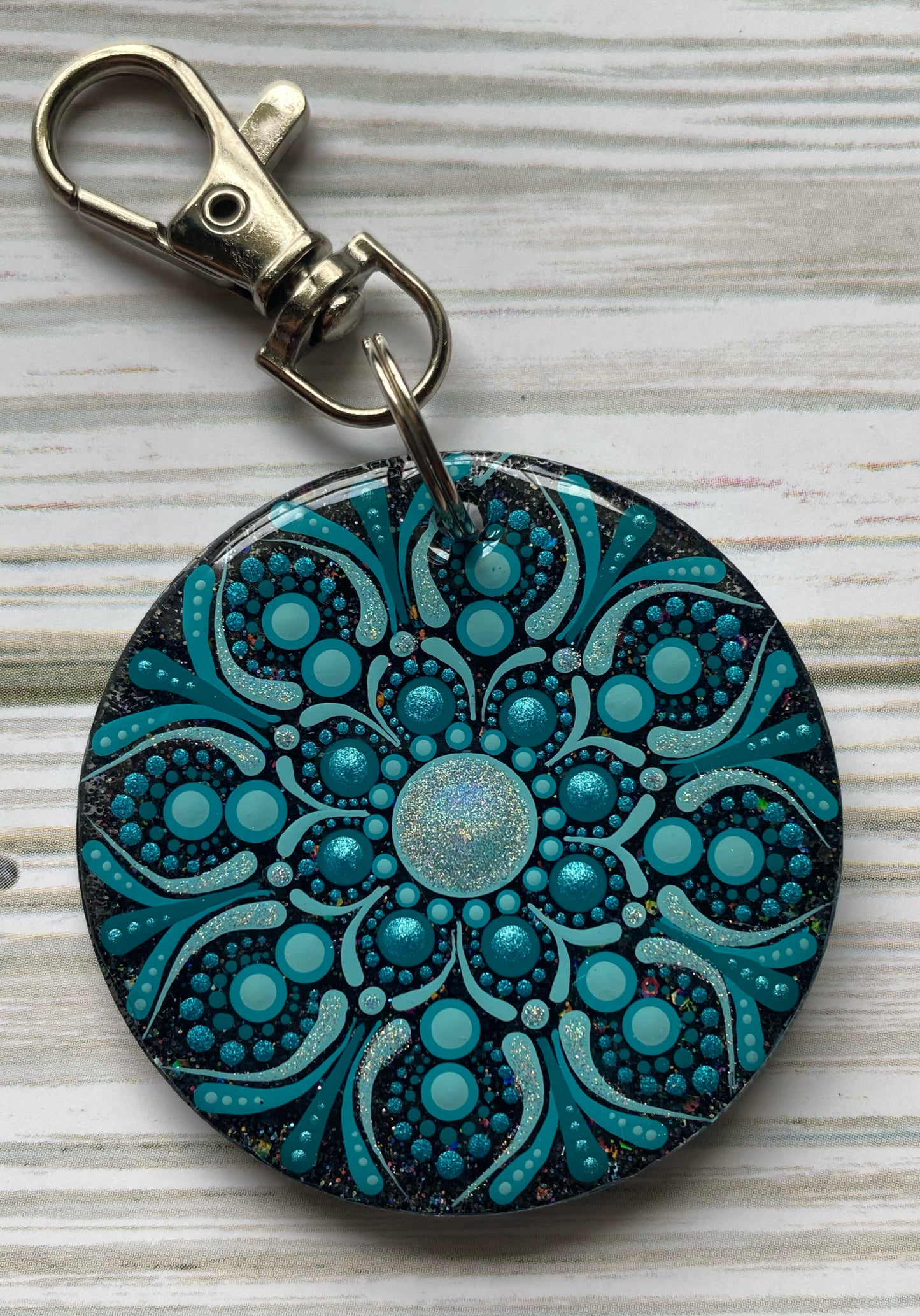 Teal Glitter Keychain