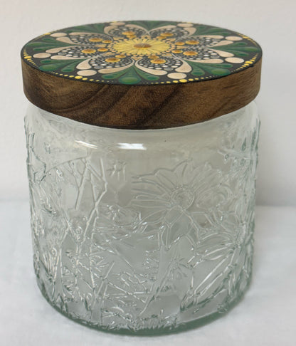 White Flower Stash Jar