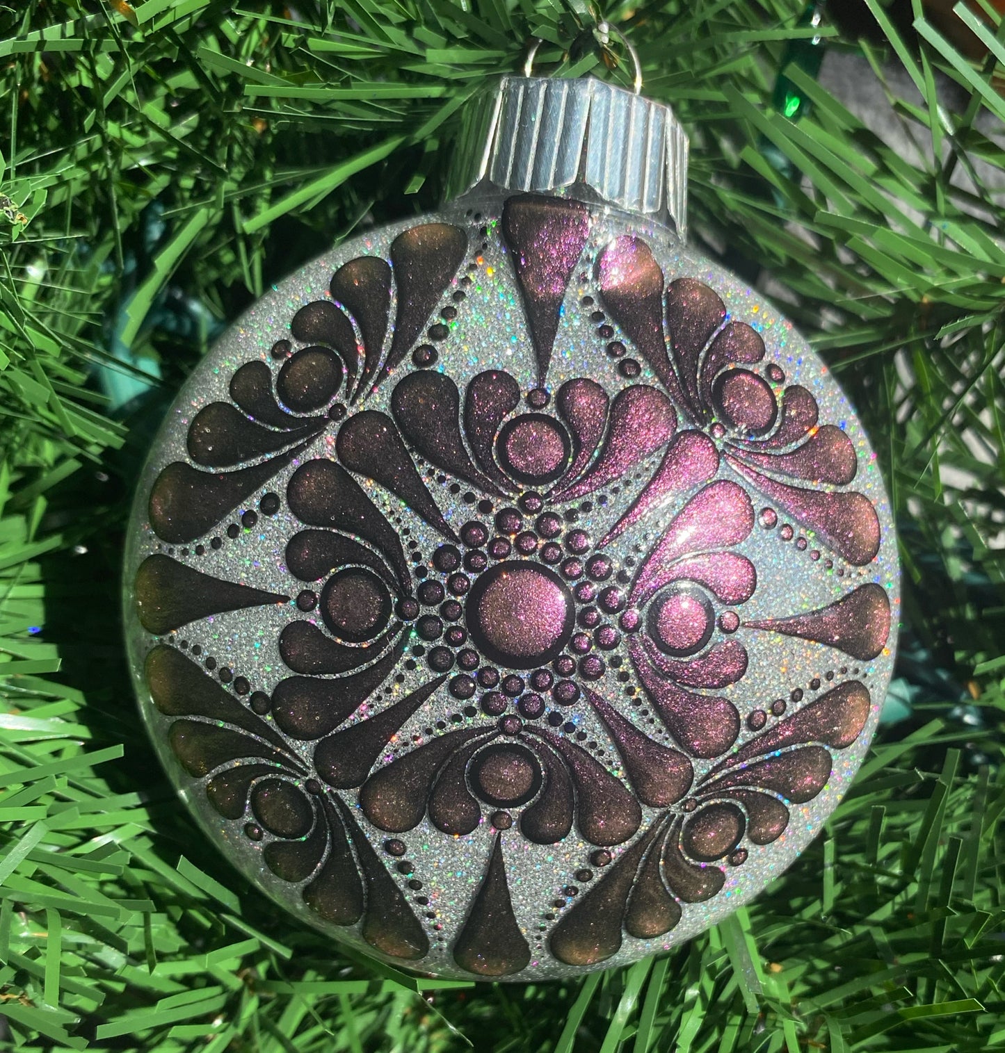 3" Copper, Pink & Purple Color Shift Glitter Ornament