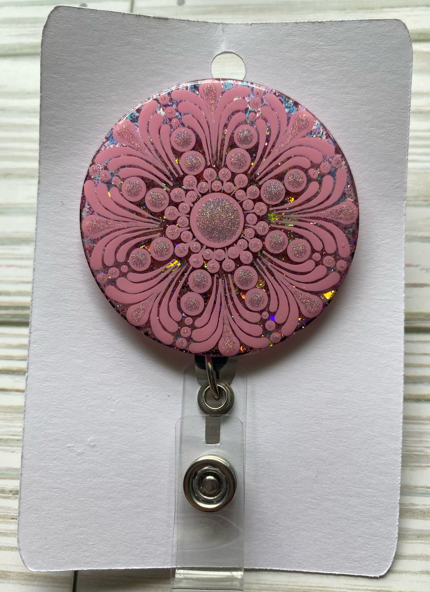 Pink Glitter Badge Reel