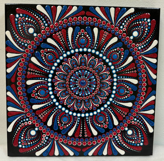 8" x 8" Red, White & Blue Wood Canvas