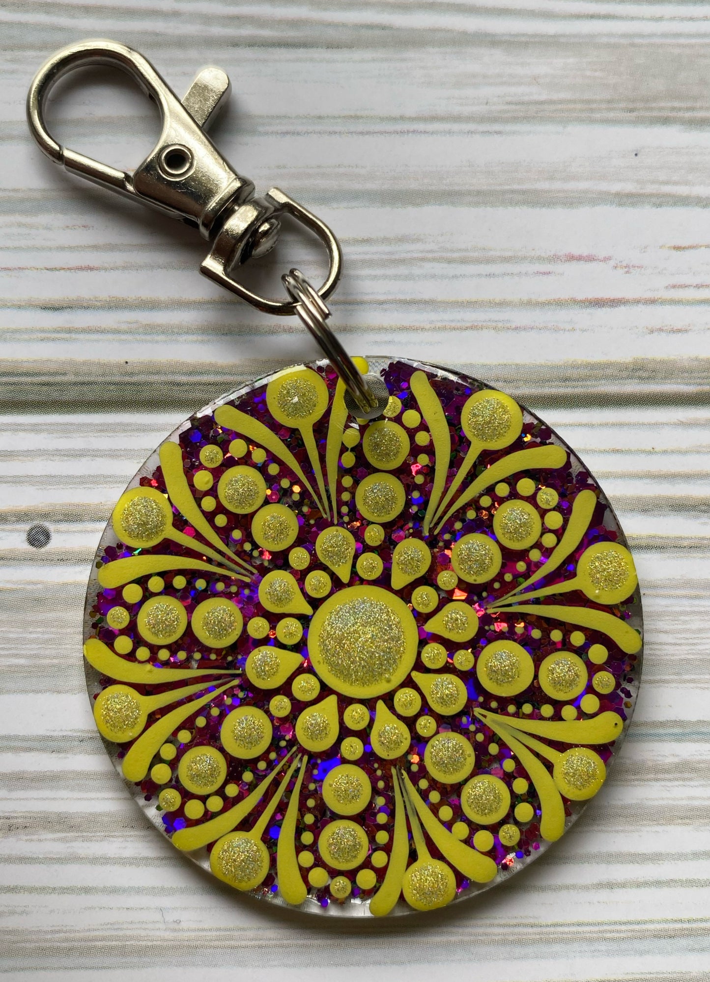 Yellow Glitter Keychain