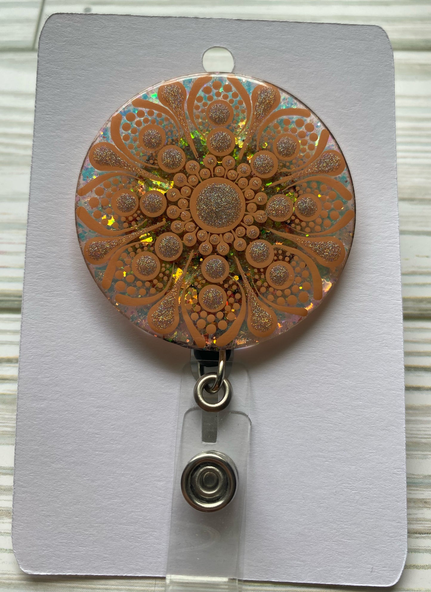 Light Coral Glitter Badge Reel