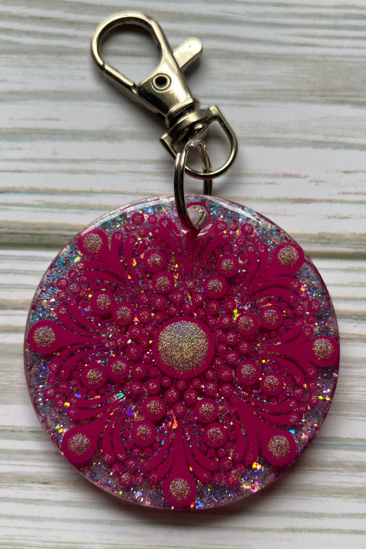 Pink Glitter Keychain