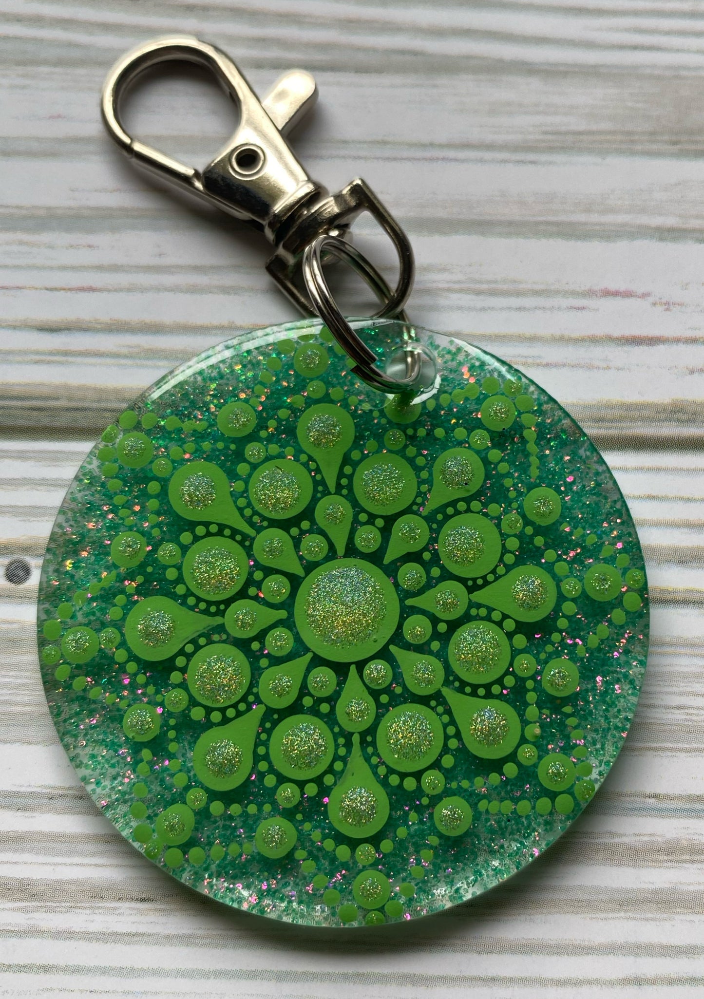 Green Glitter Keychain