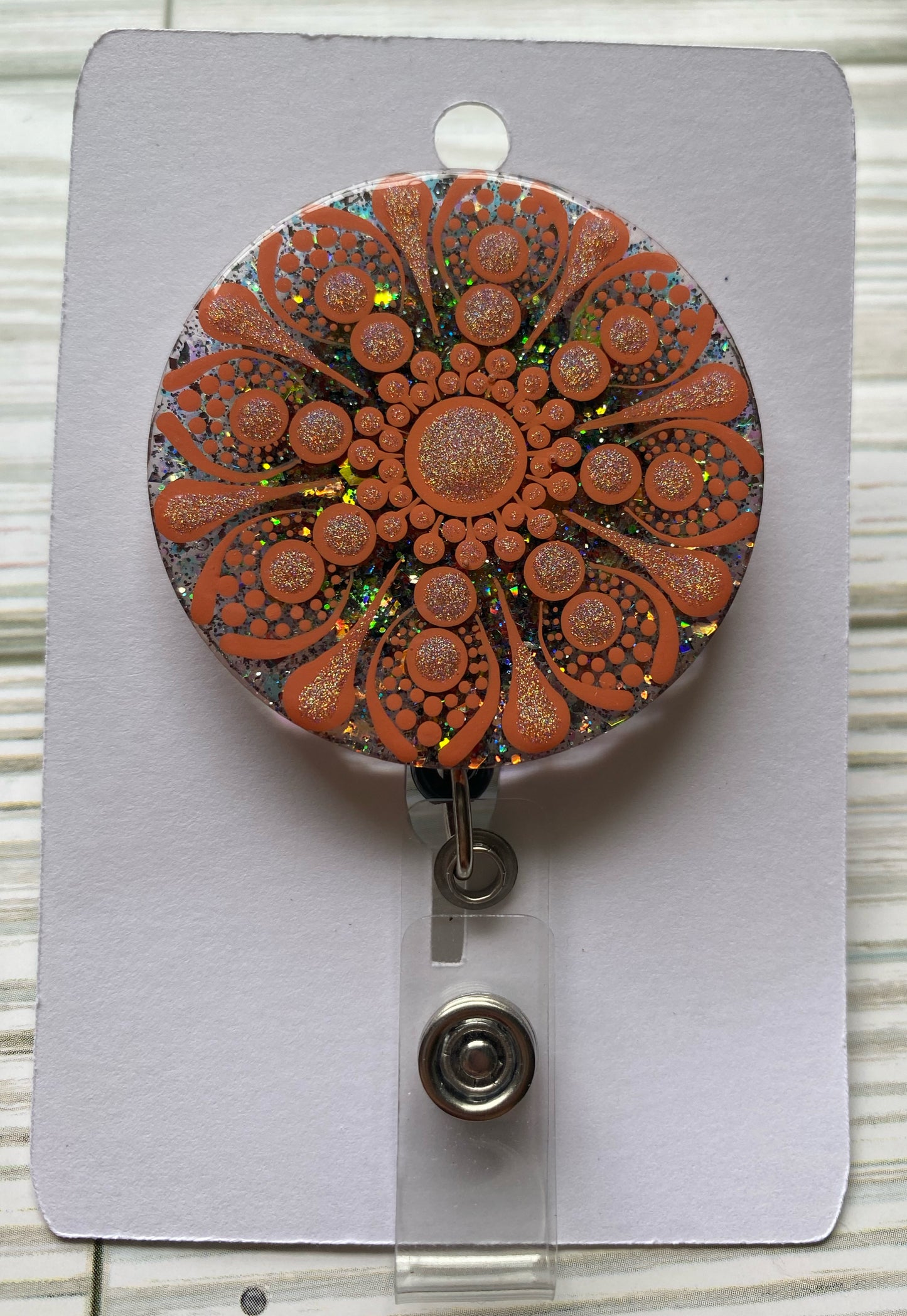 Coral Glitter Badge Reel